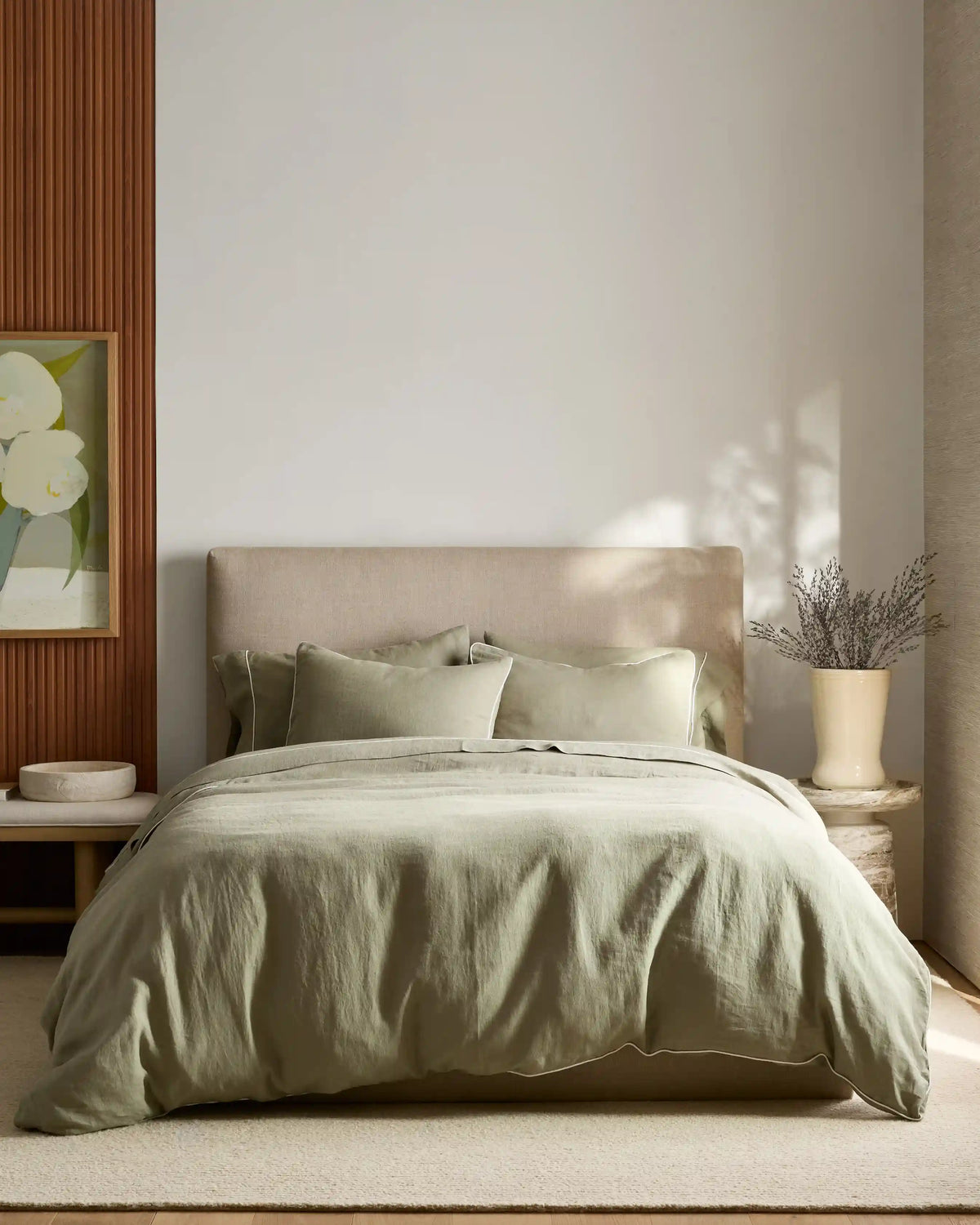 European Linen Piped Duvet Cover Set
