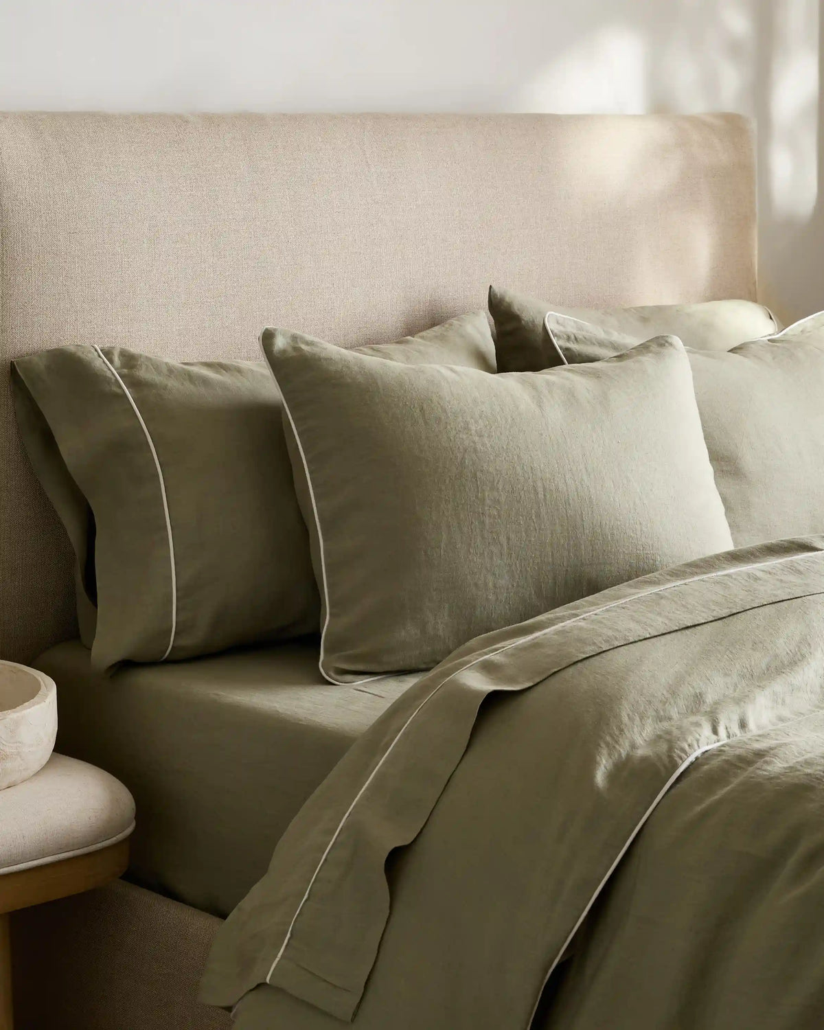 European Linen Piped Duvet Cover Set