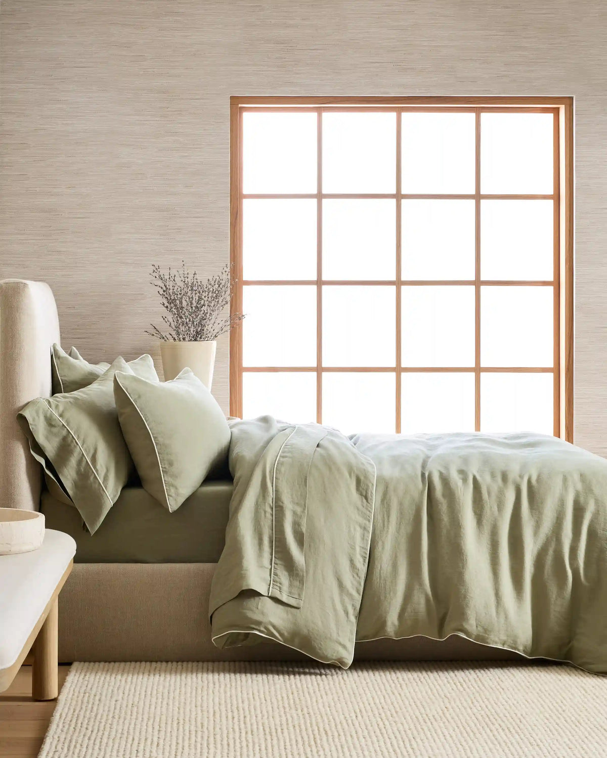 European Linen Piped Duvet Cover