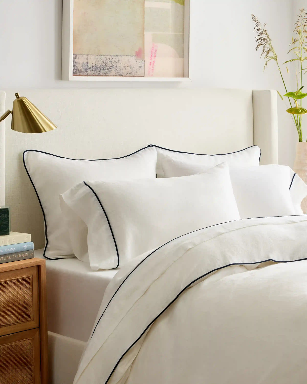 European Linen Piped Pillowcase Set