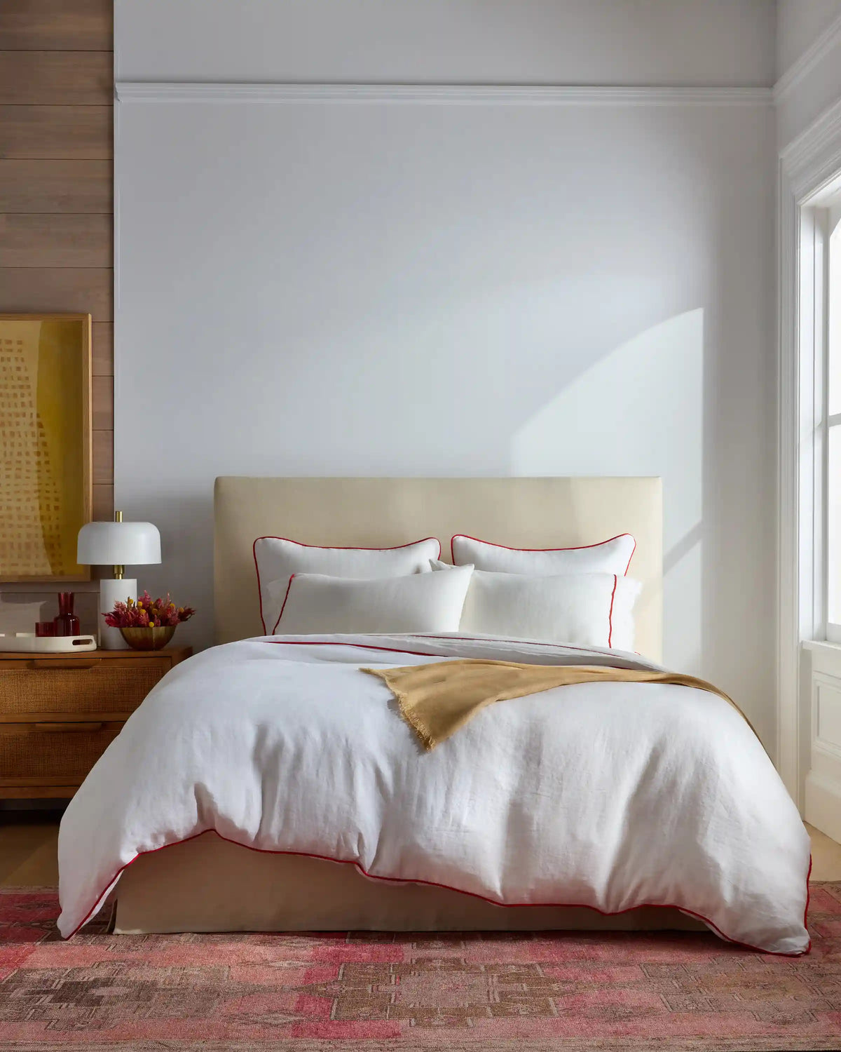 European Linen Piped Deluxe Bedding Bundle