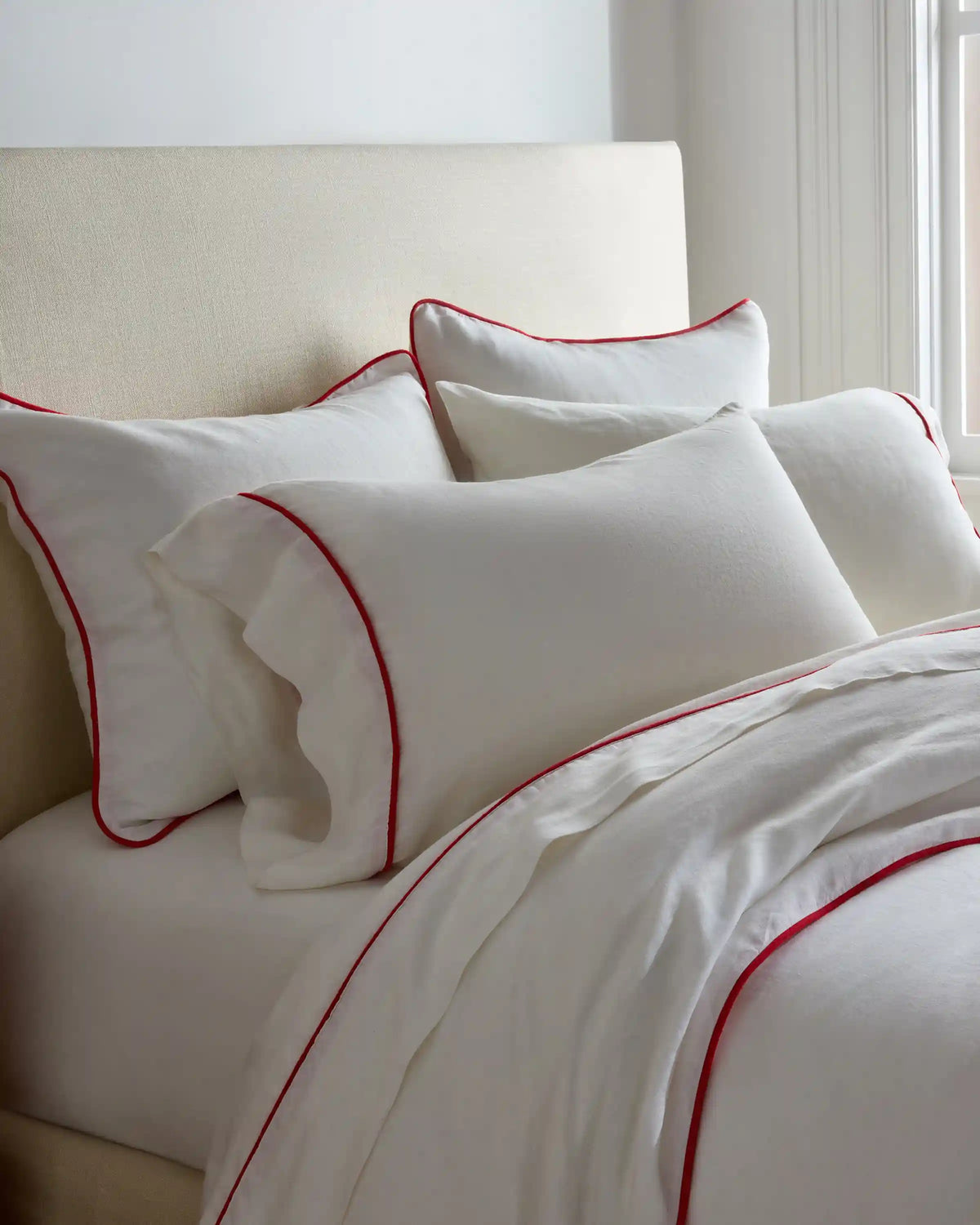 European Linen Piped Duvet Cover