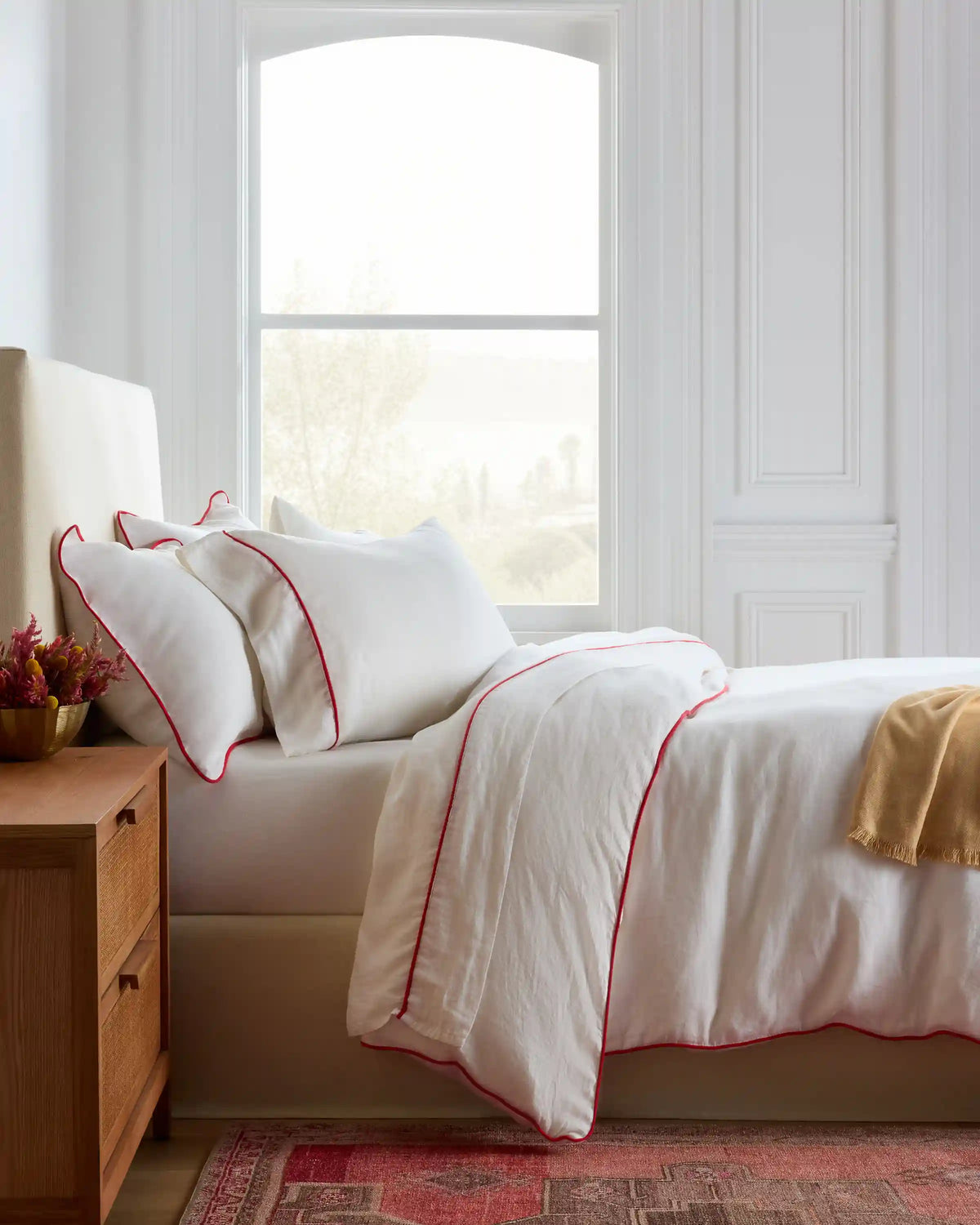 European Linen Piped Duvet Cover Set