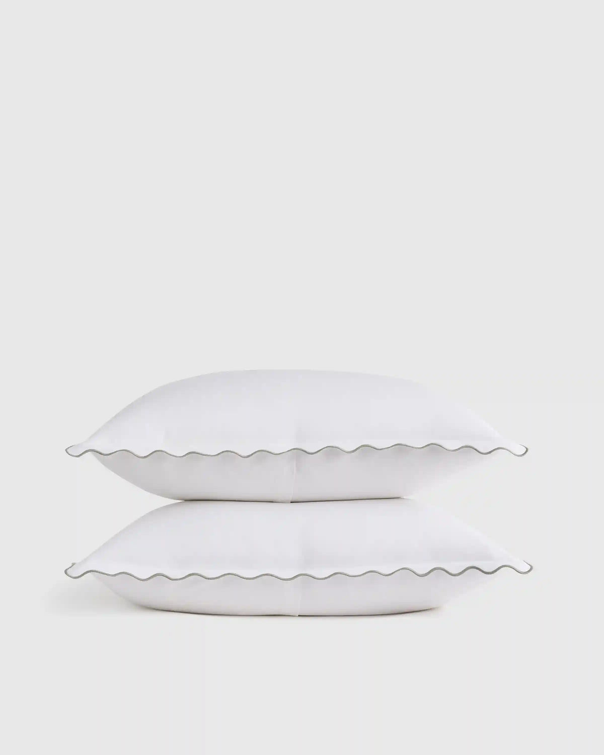 Organic Crisp Percale Scallop Sham Set