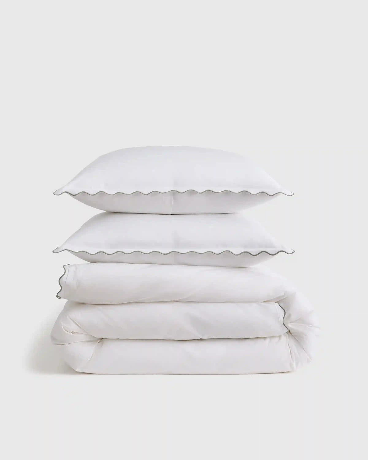 Organic Crisp Percale Scallop Duvet Cover Set