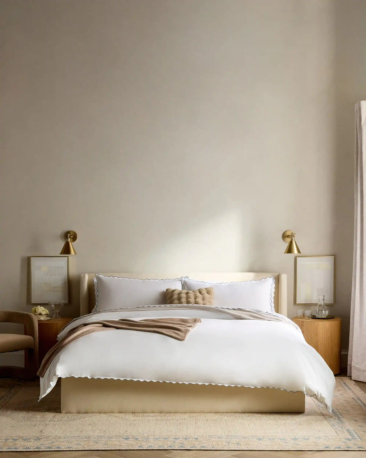 Organic Crisp Percale Scallop Sham Set