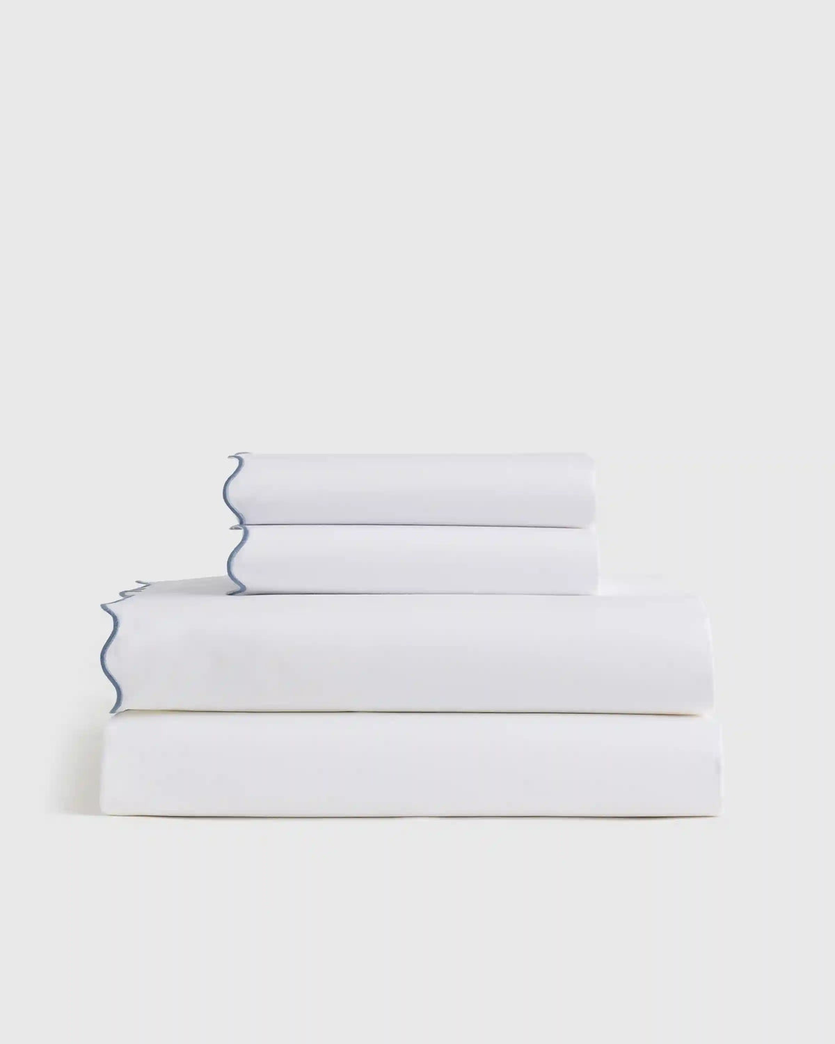 Organic Crisp Percale Scallop Sheet Set