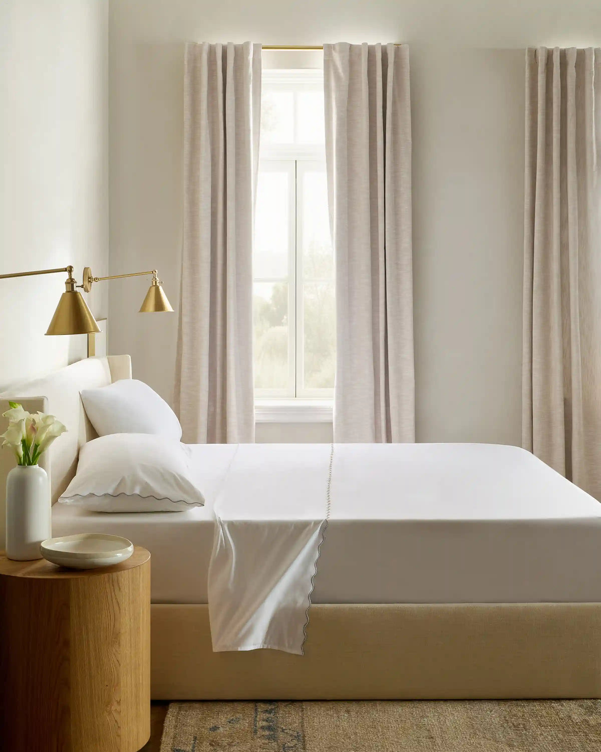 Organic Crisp Percale Scallop Sheet Set