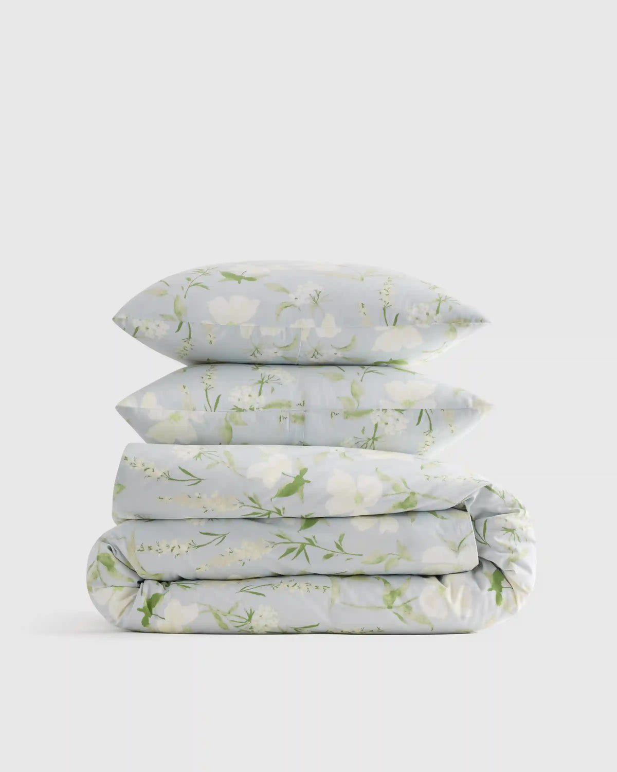 Organic Crisp Percale Floral Duvet Cover Set