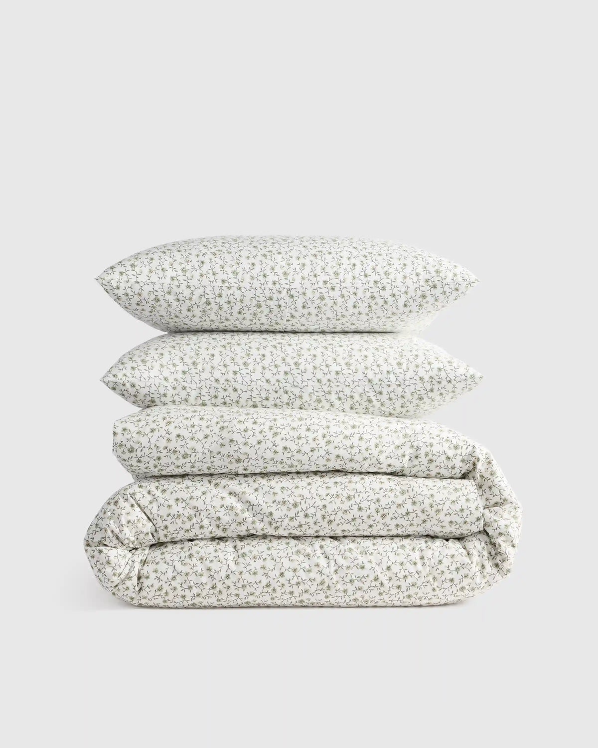 Organic Crisp Percale Floral Duvet Cover Set
