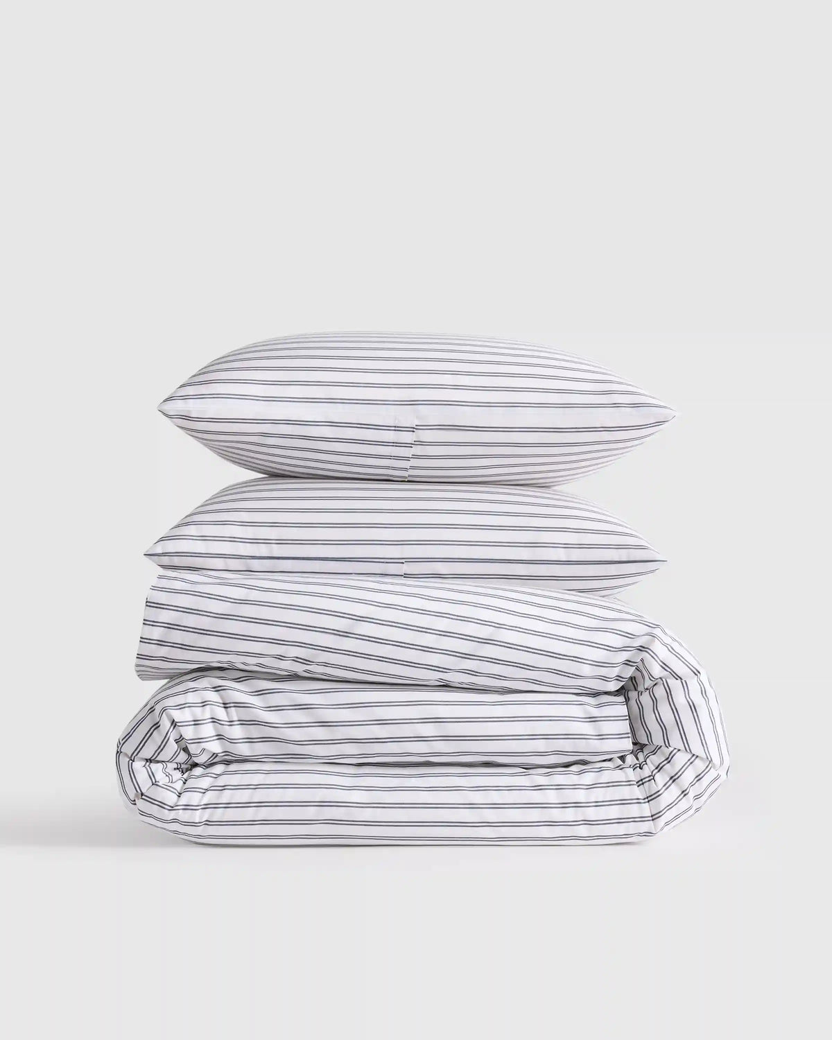Organic Crisp Percale Double Stripe Duvet Cover Set