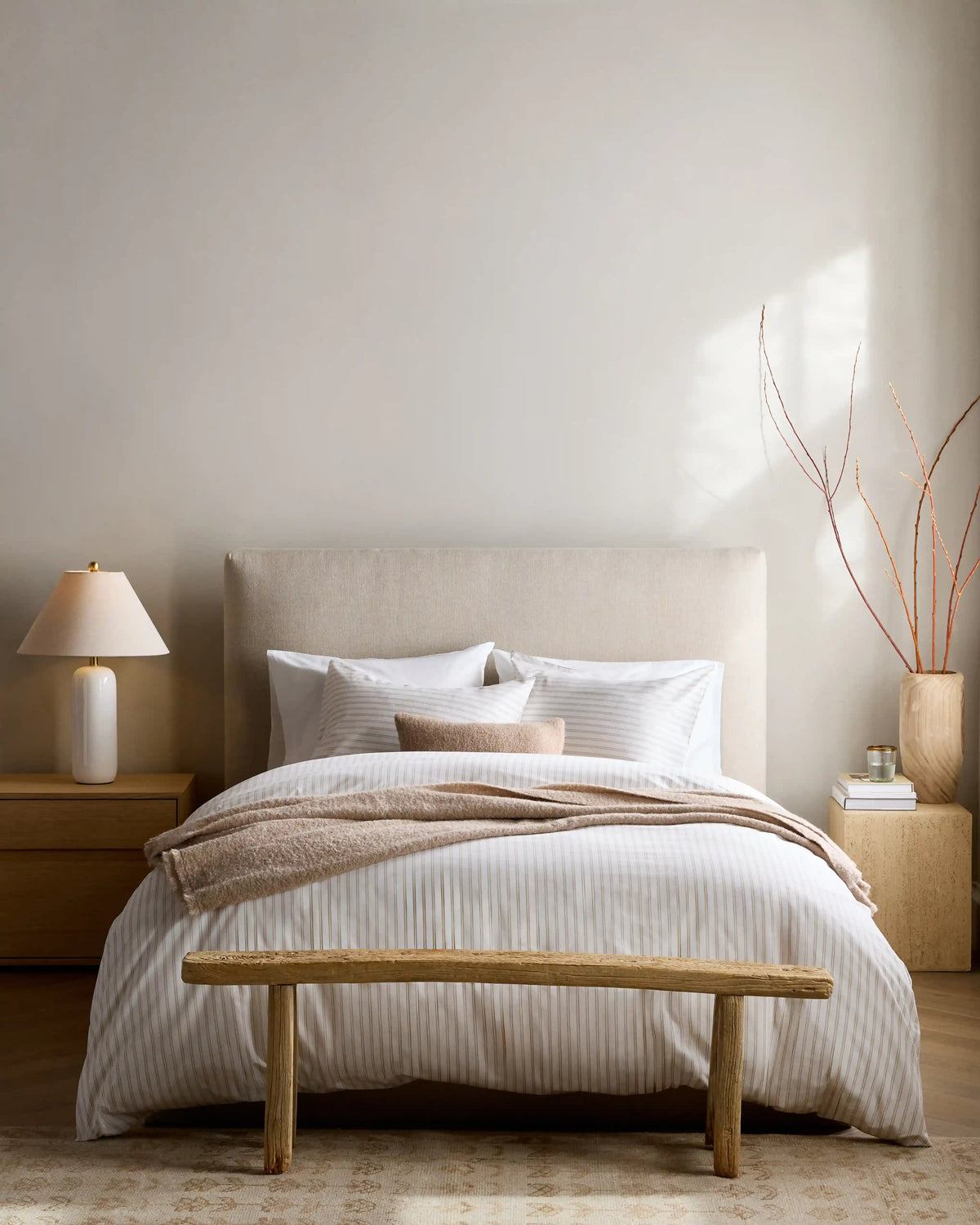 Organic Crisp Percale Double Stripe Sham Set