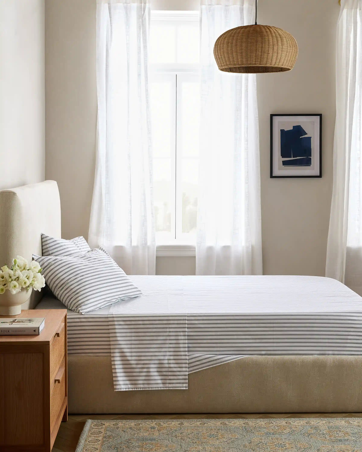 Organic Crisp Percale Double Stripe Sheet Set