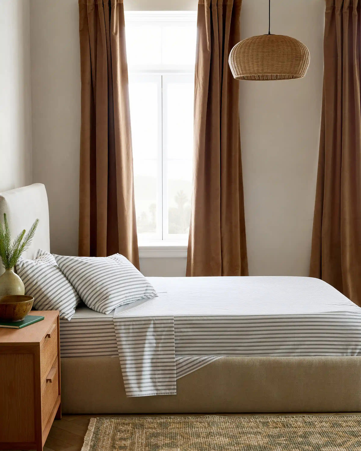 Organic Crisp Percale Double Stripe Pillowcase Set
