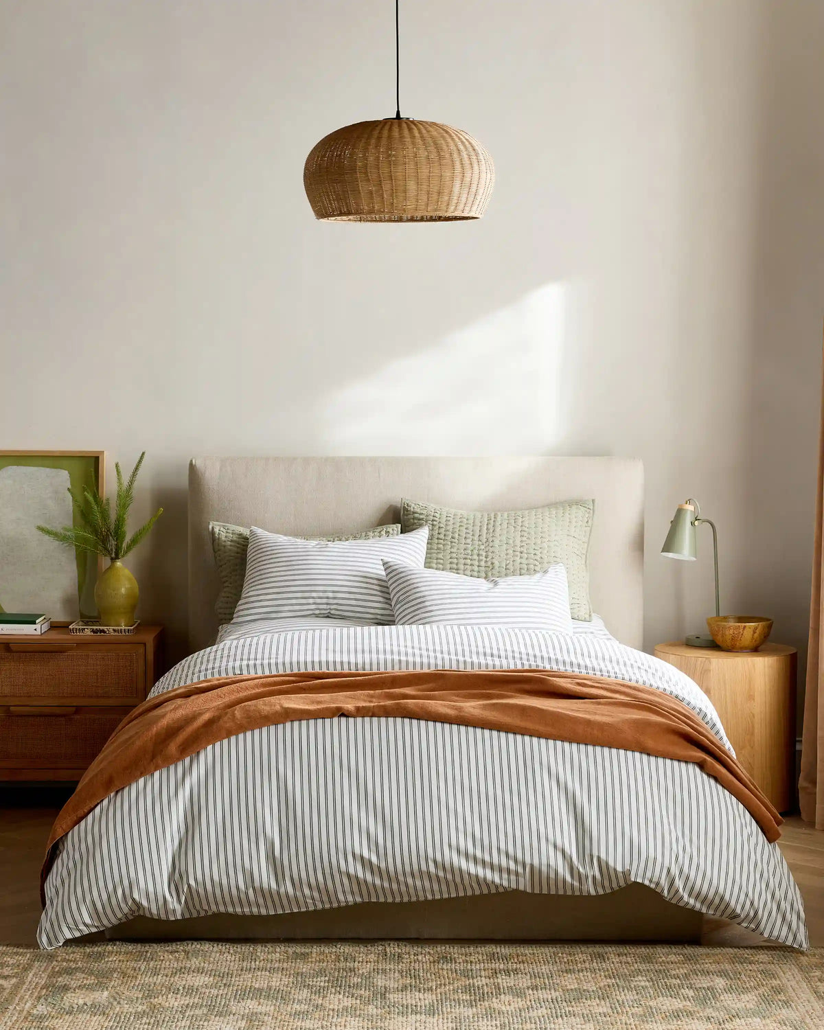 Organic Crisp Percale Double Stripe Sham Set