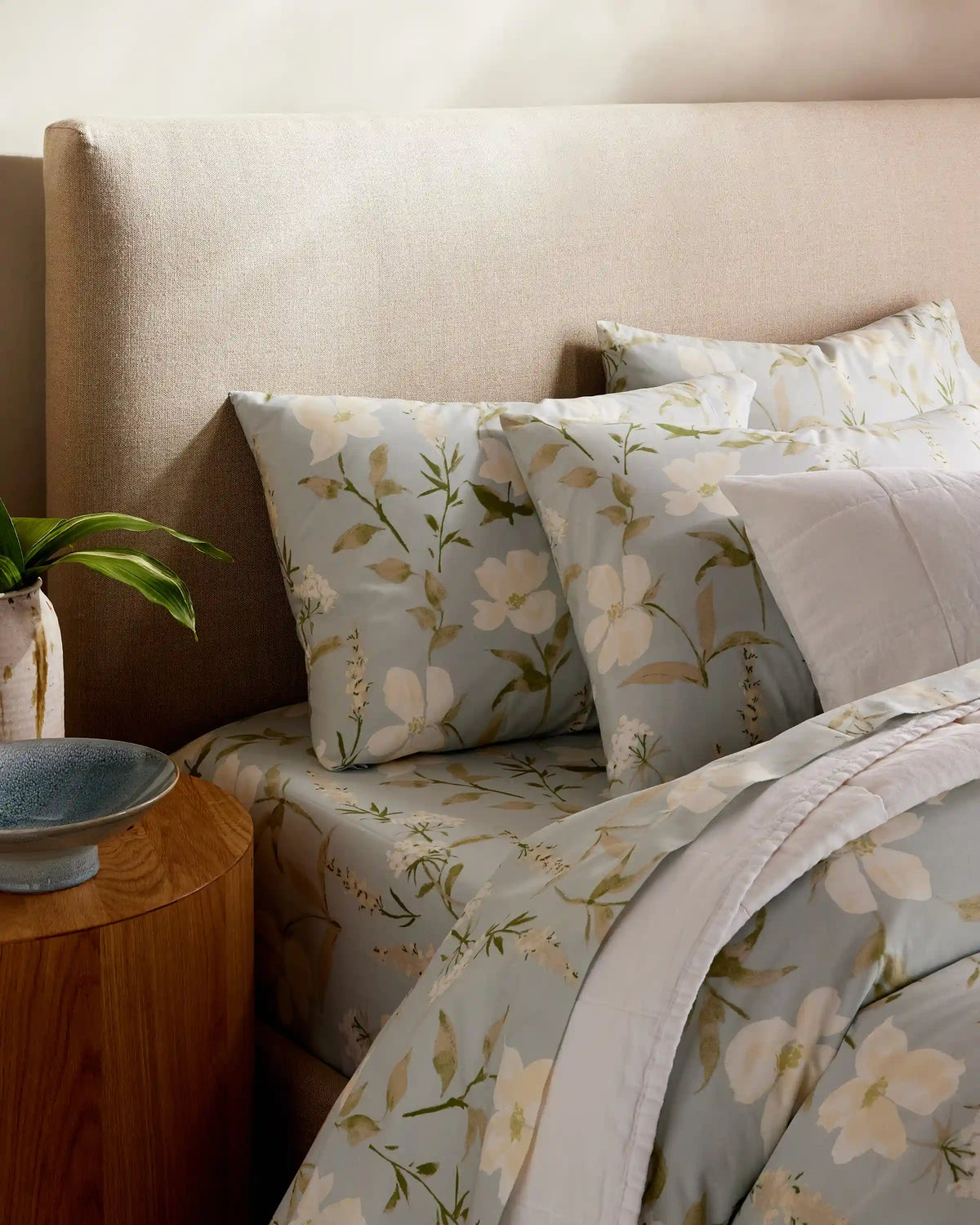 Organic Crisp Percale Floral Duvet Cover Set