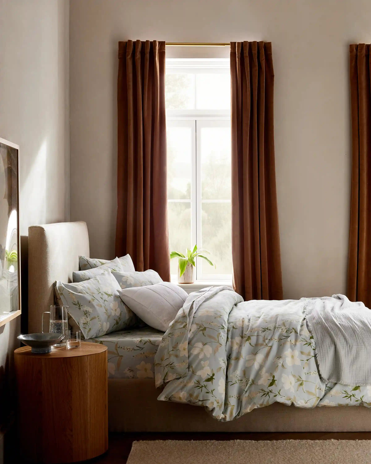 Organic Crisp Percale Floral Deluxe Bedding Bundle