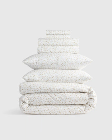 Organic Crisp Percale Floral Deluxe Bedding Bundle