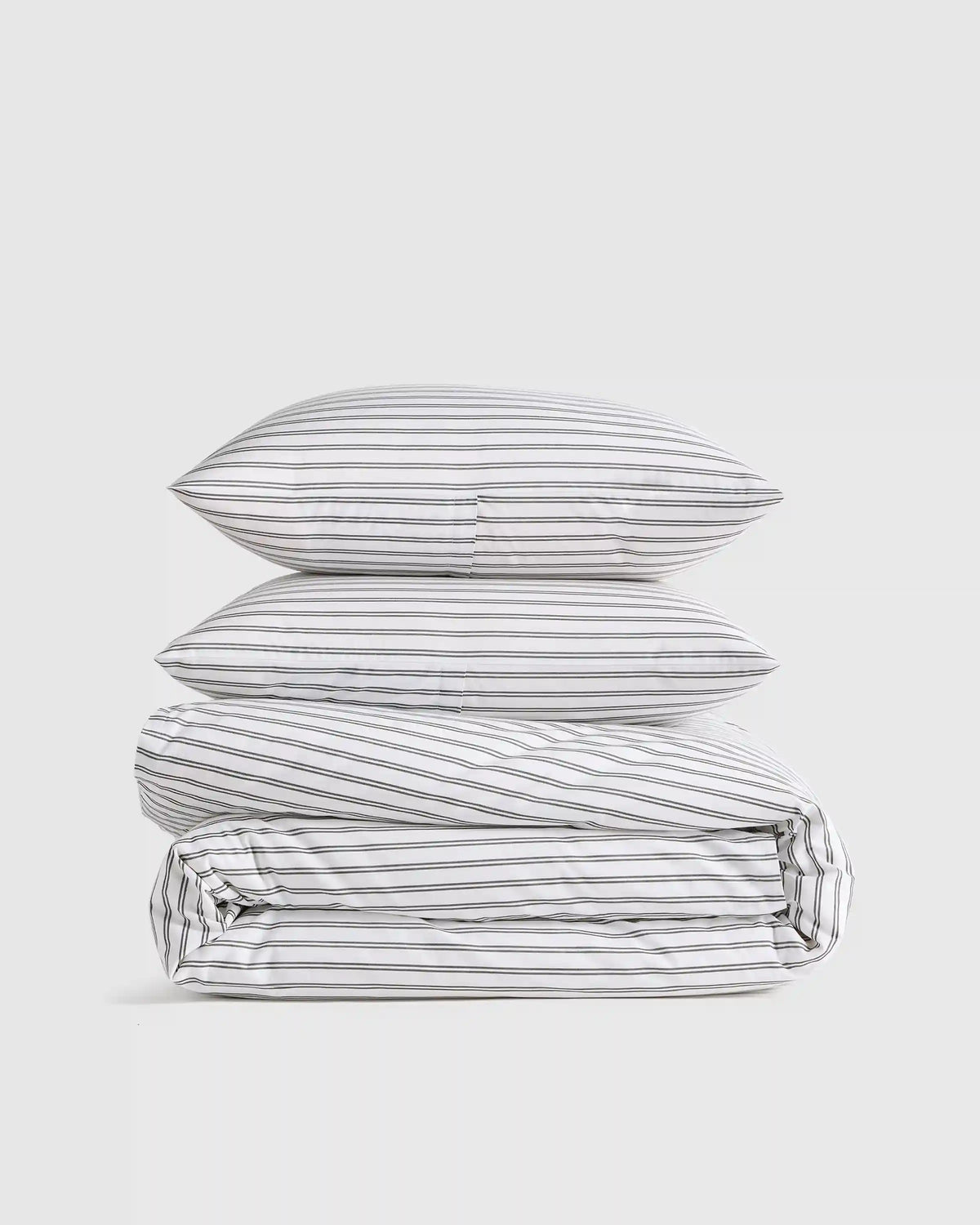 Organic Crisp Percale Double Stripe Duvet Cover Set