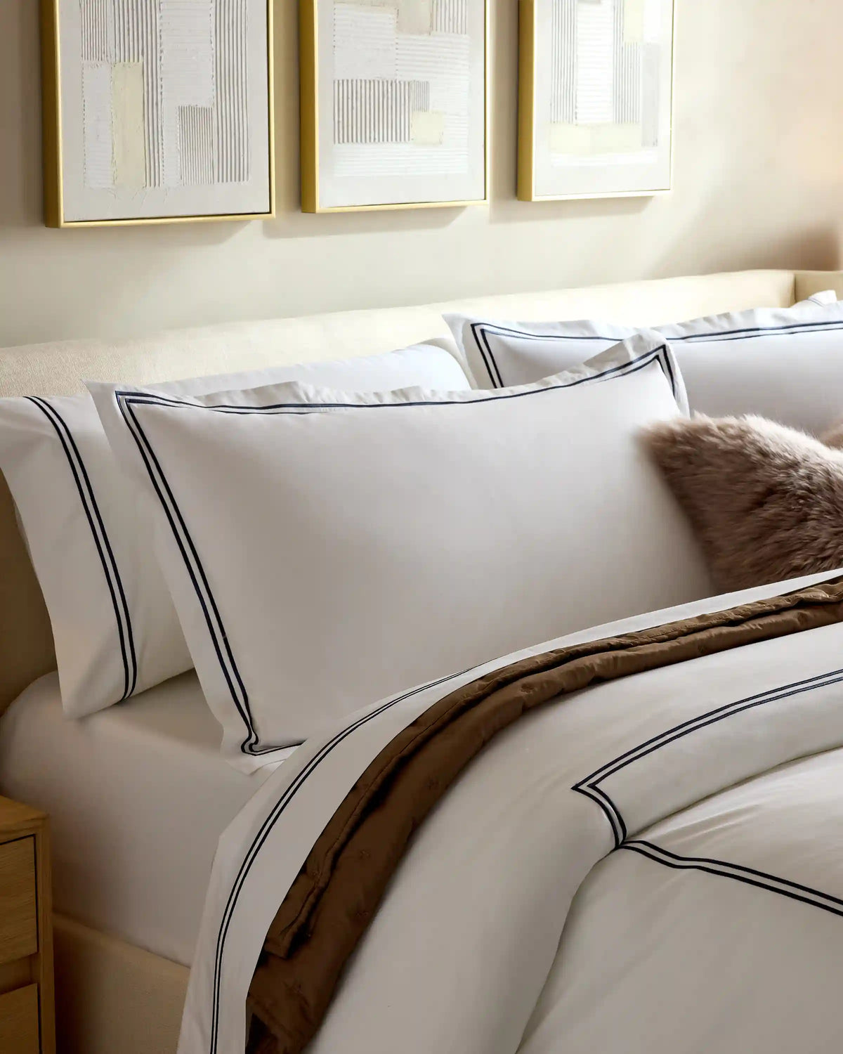 Organic Crisp Percale Embellished Duvet Cover Set