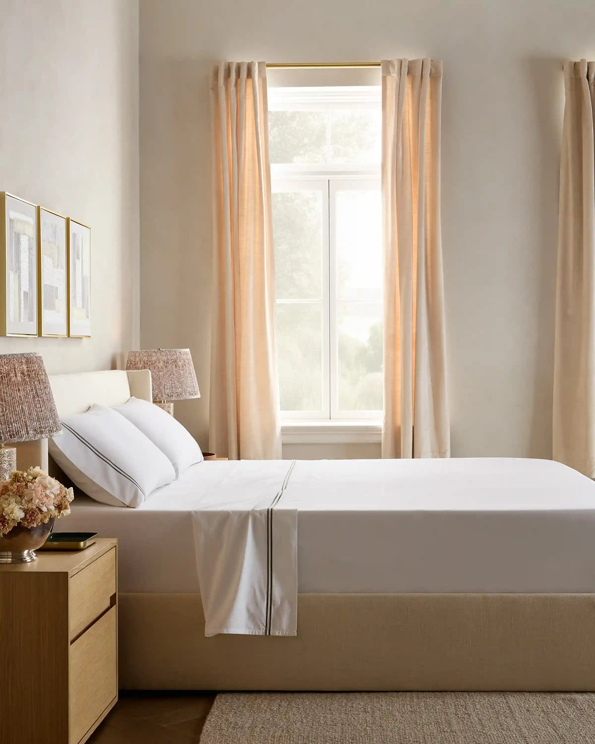 Organic Crisp Percale Embellished Sheet Set