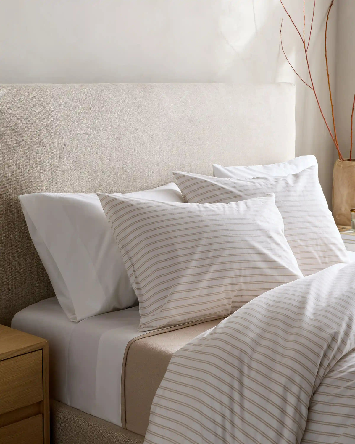 Organic Crisp Percale Double Stripe Sham Set