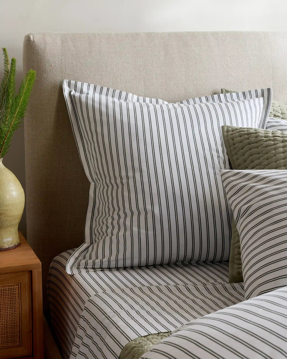 Organic Crisp Percale Double Stripe Euro Sham