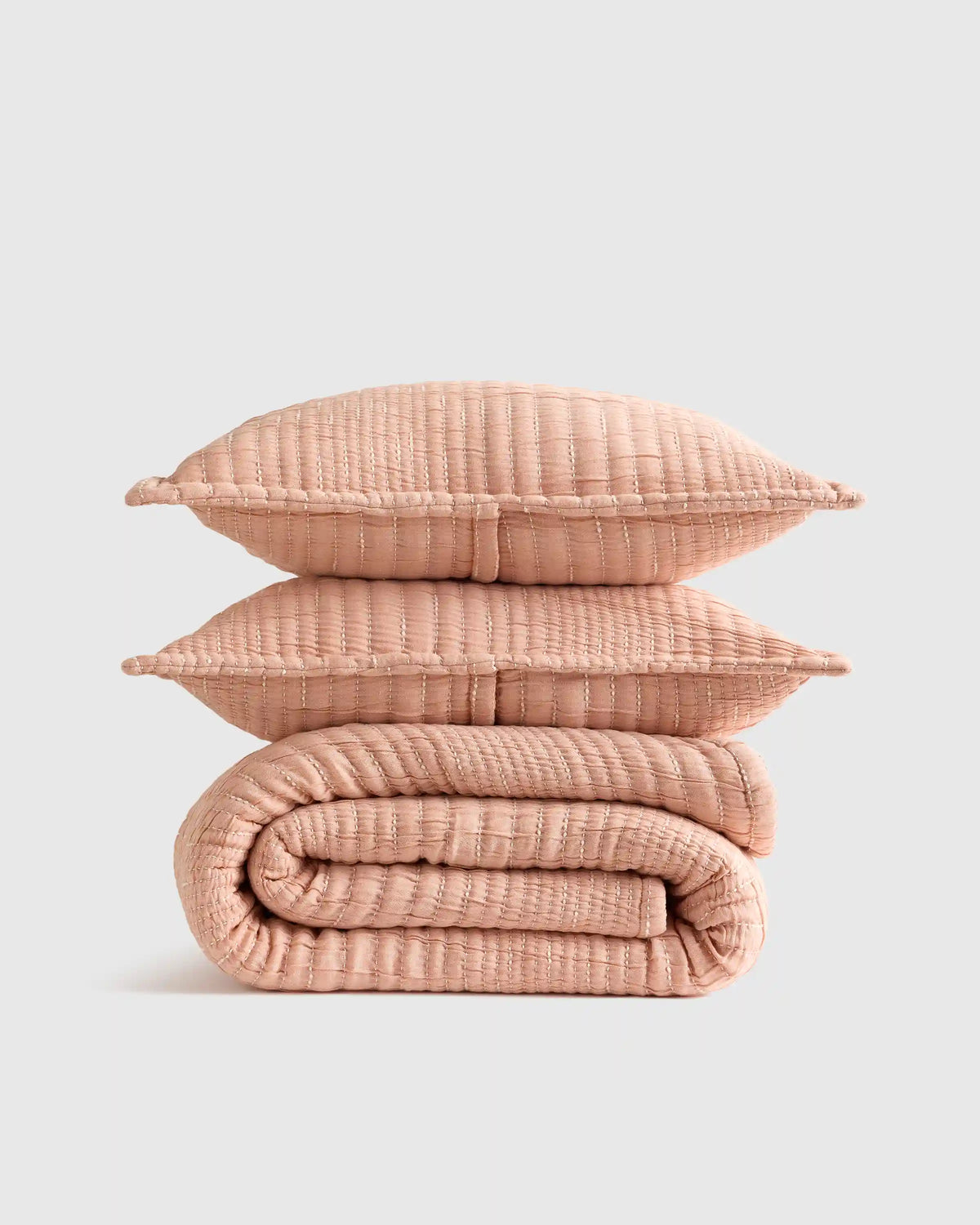 Organic Cotton Channel Stitch Coverlet Set