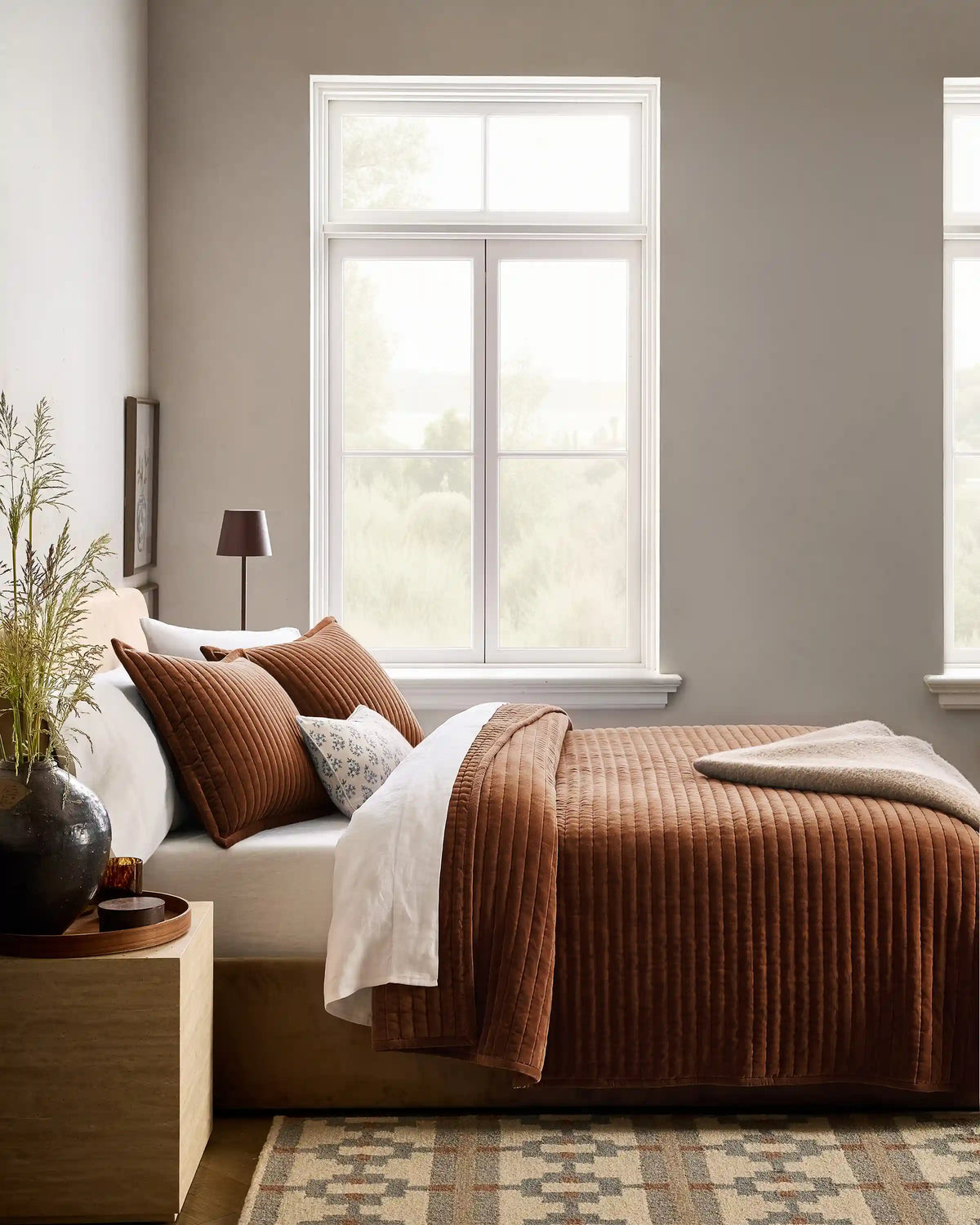 Cotton Velvet Horizontal Channel Quilt