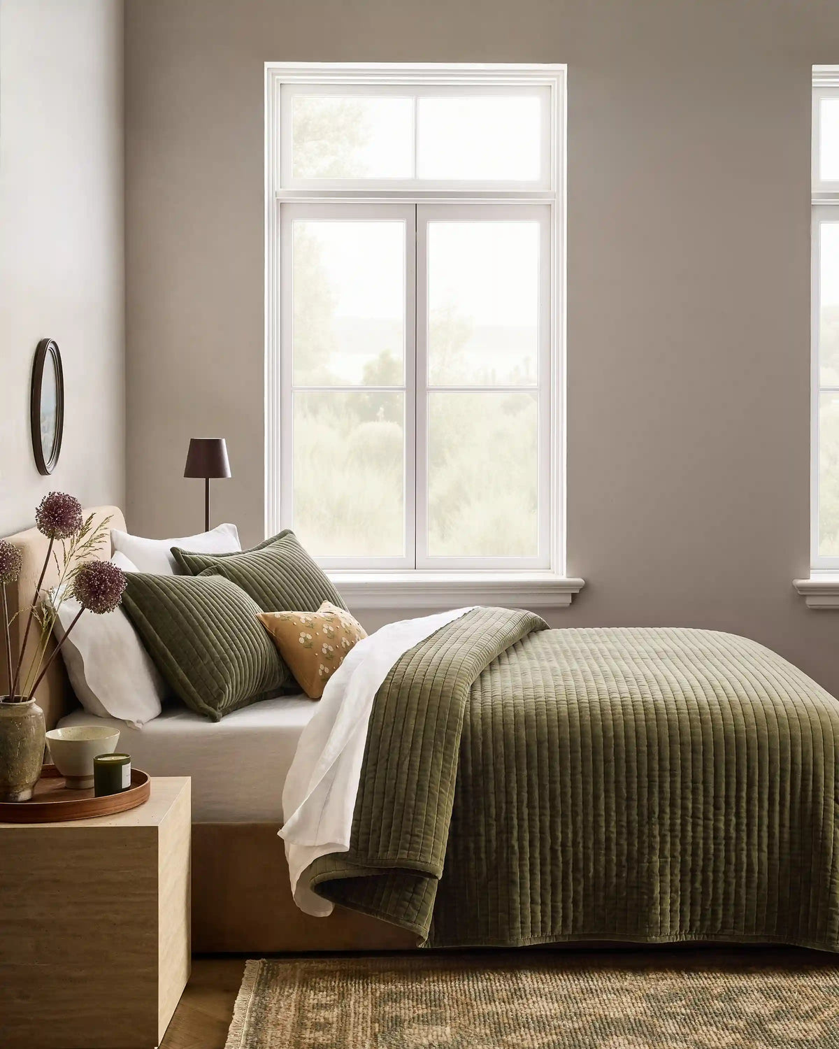 Cotton Velvet Horizontal Channel Quilt Set