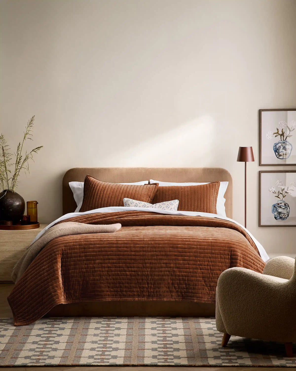Cotton Velvet Horizontal Channel Quilt