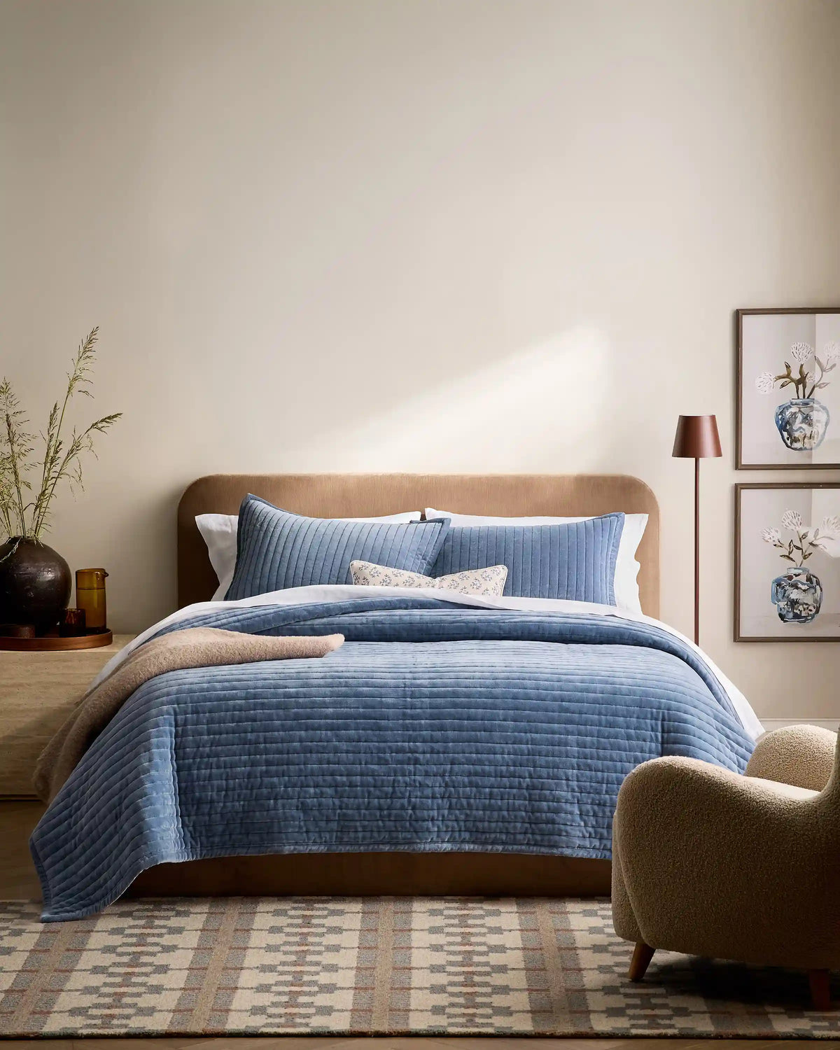 Cotton Velvet Horizontal Channel Quilt Set
