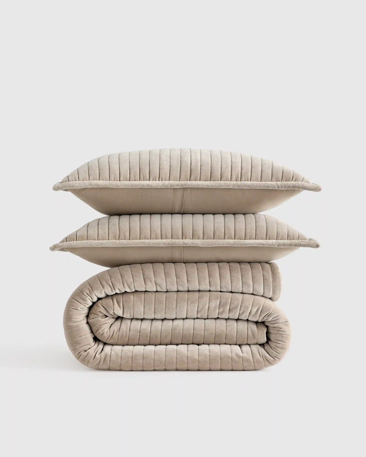 Cotton Velvet Horizontal Channel Quilt Set
