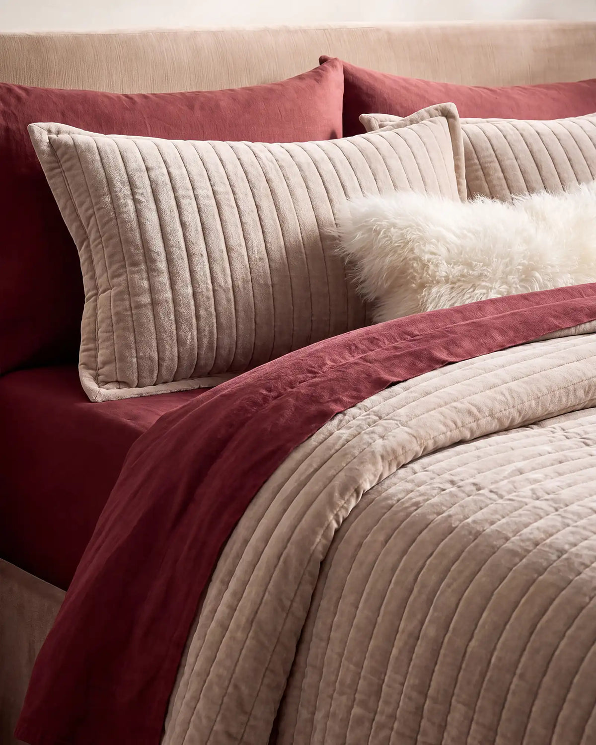 Cotton Velvet Horizontal Channel Quilt