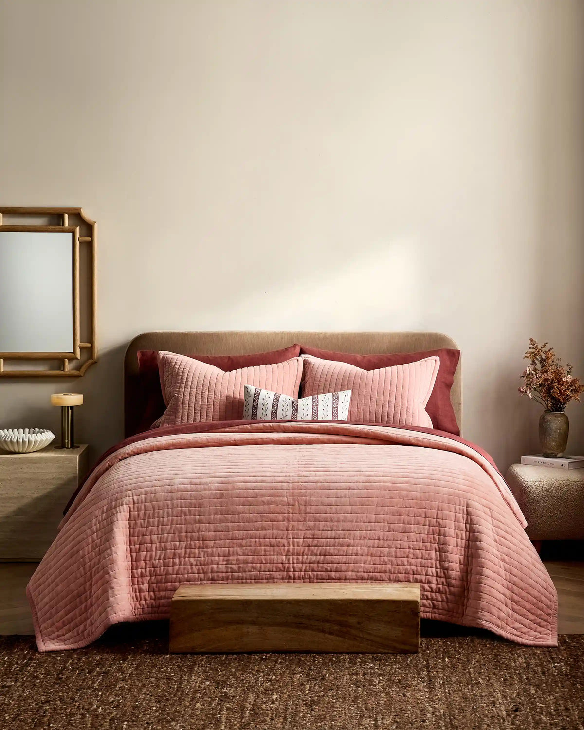 Cotton Velvet Horizontal Channel Quilt Set