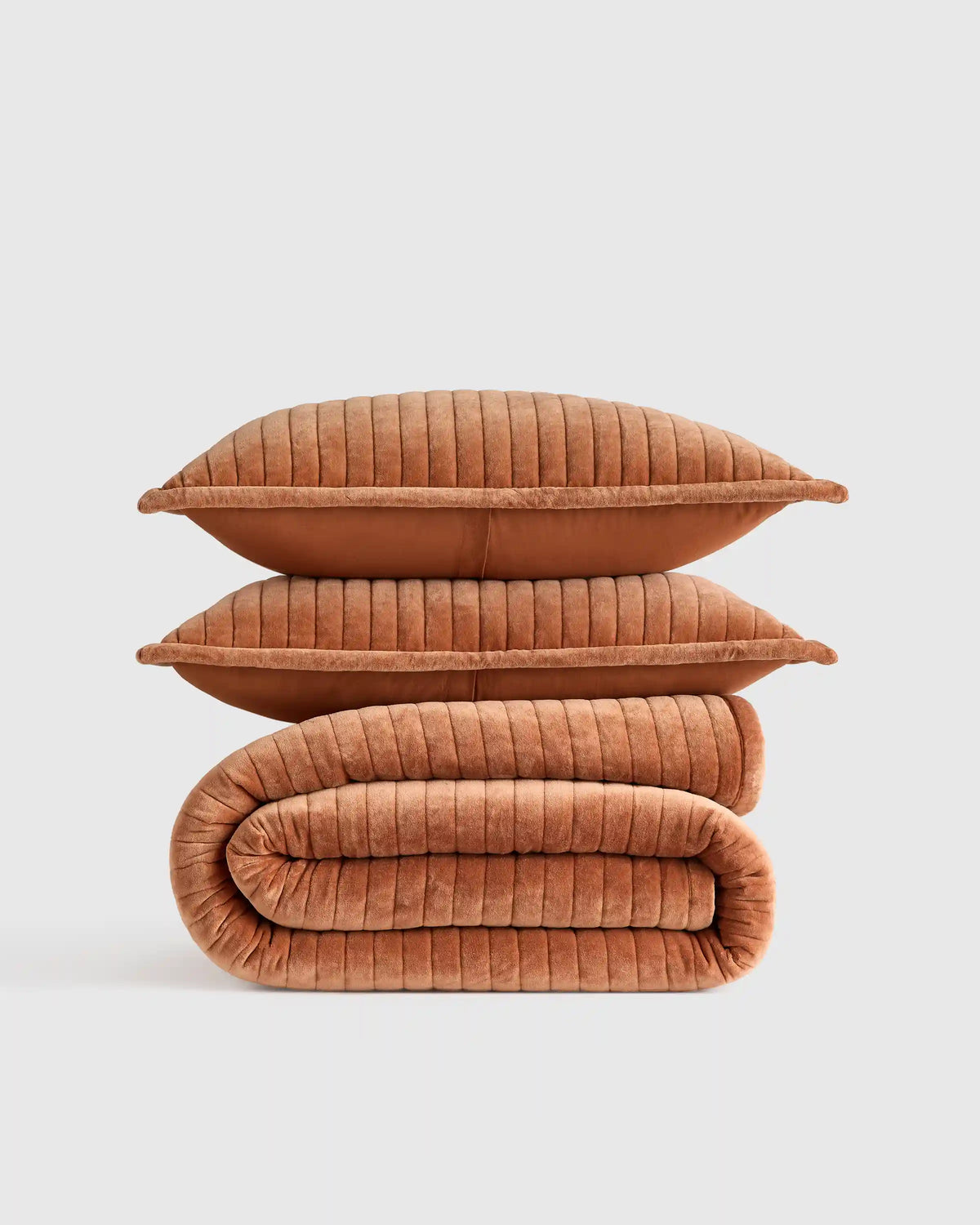 Cotton Velvet Horizontal Channel Quilt Set