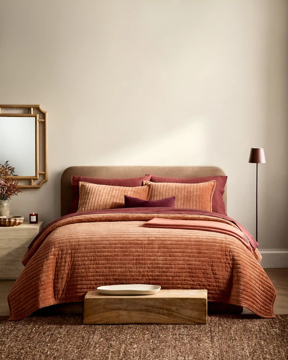 Cotton Velvet Horizontal Channel Quilt Set
