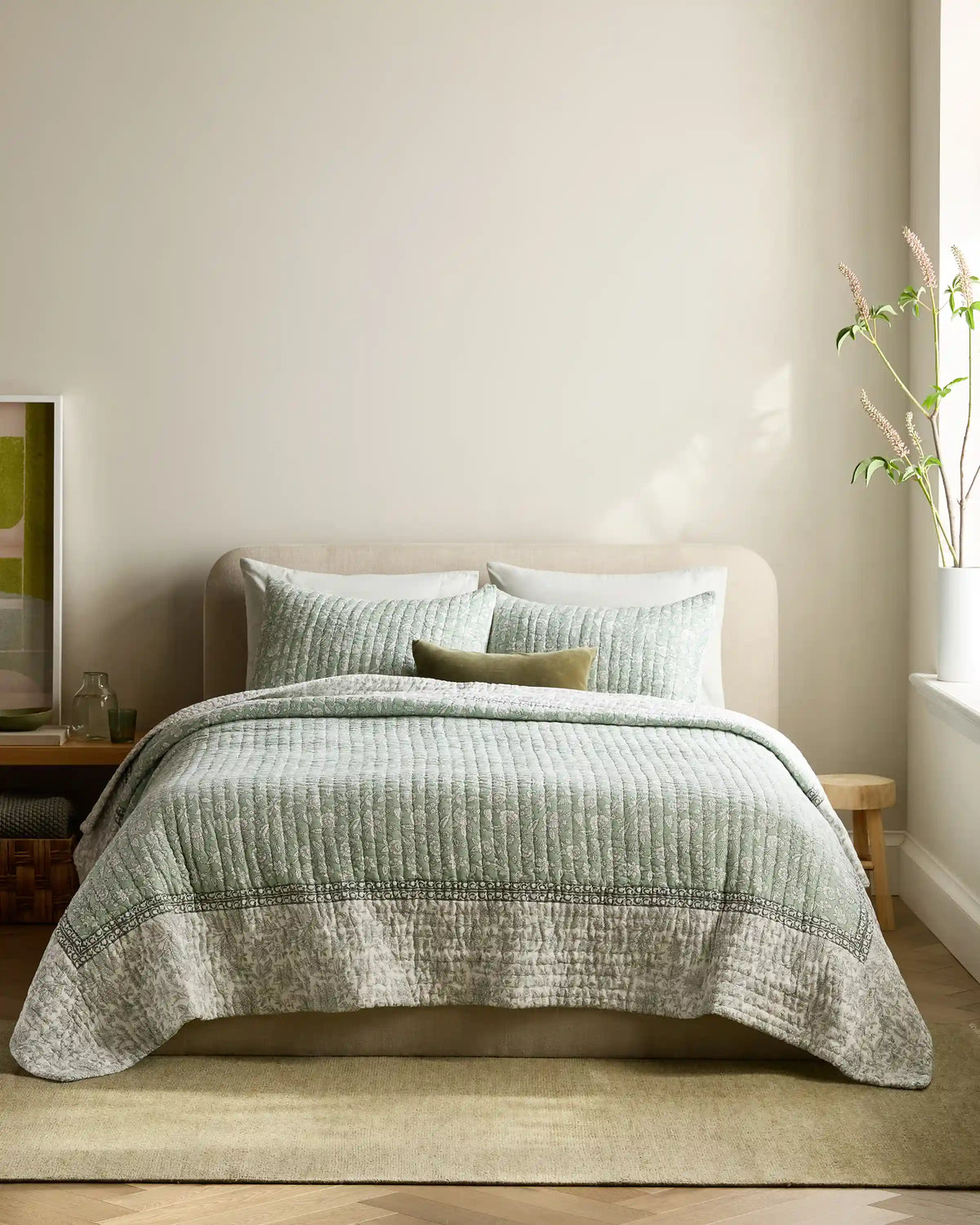 Organic Cotton Block Print Quilted Sham Set