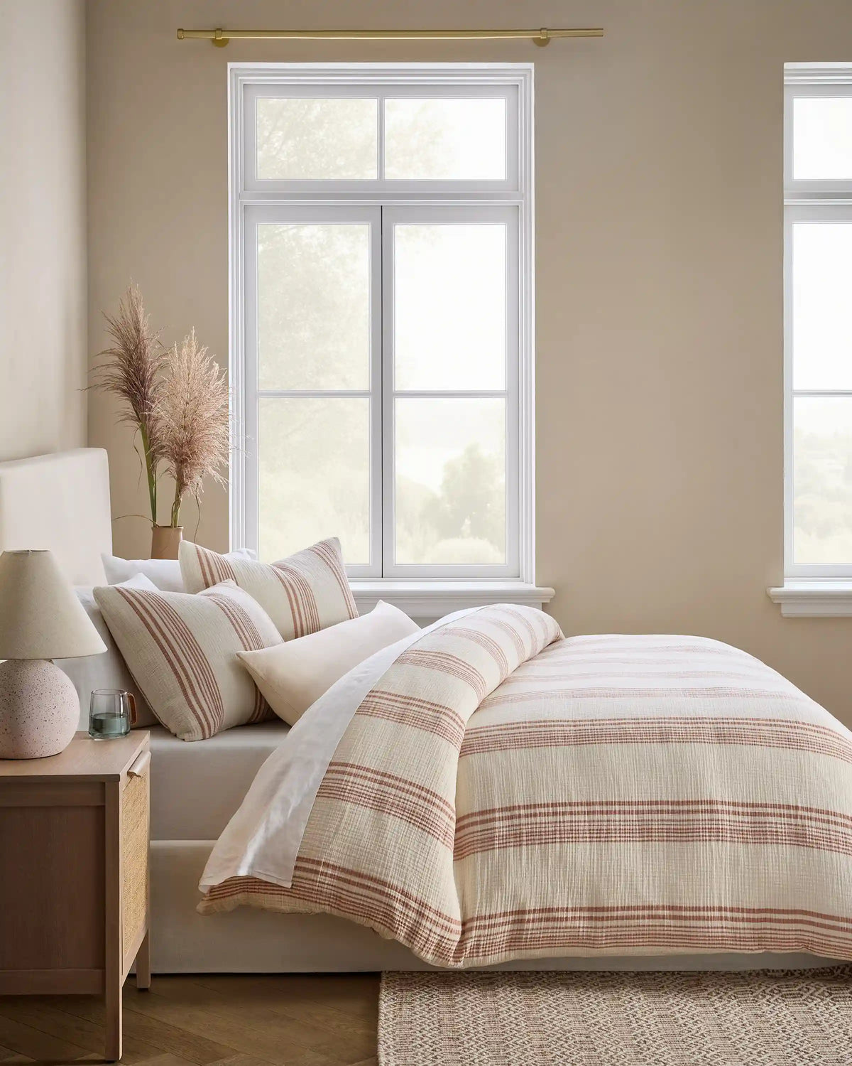 Organic Cotton Gauze Stripe Duvet Cover Set