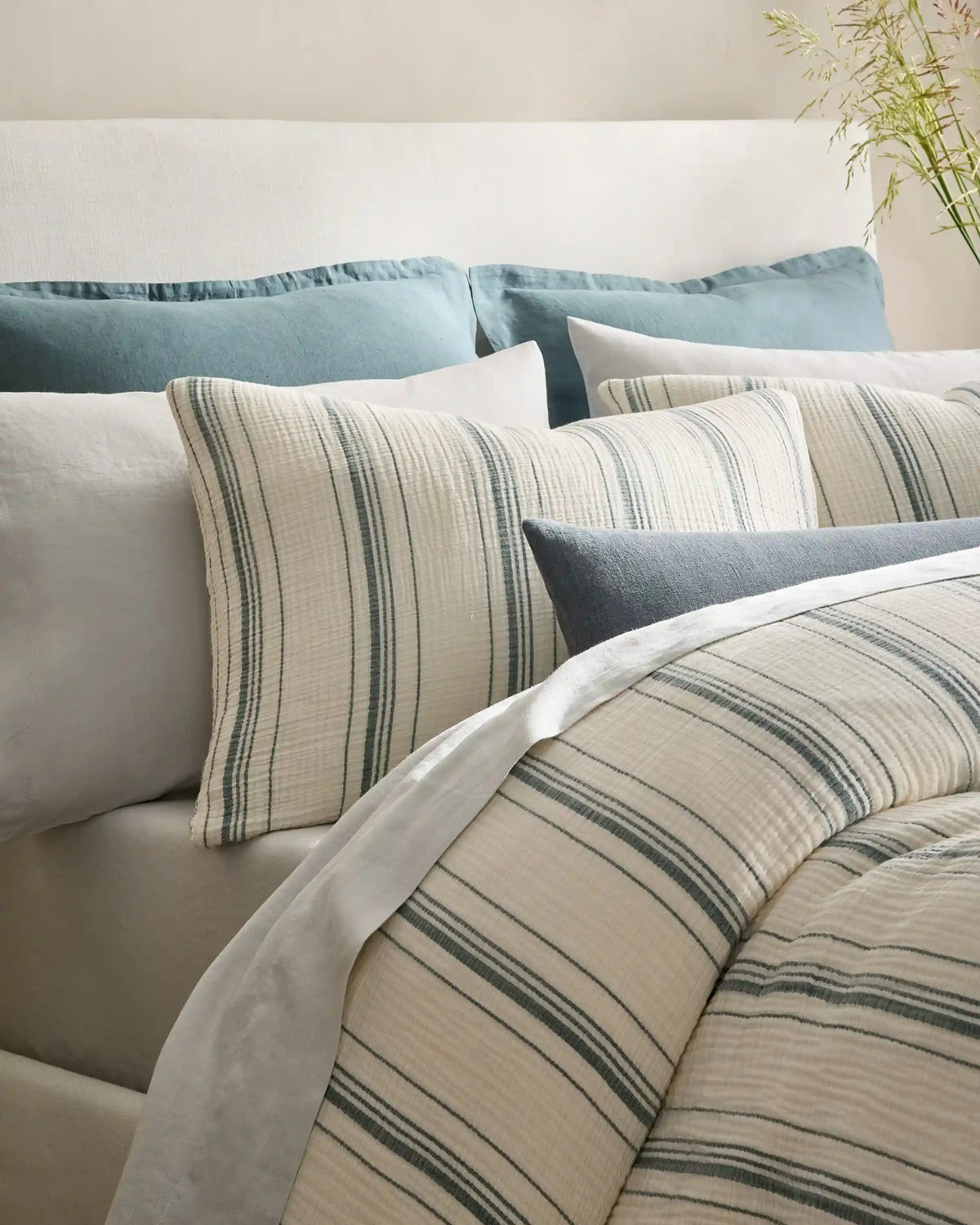 Organic Cotton Gauze Stripe Sham Set