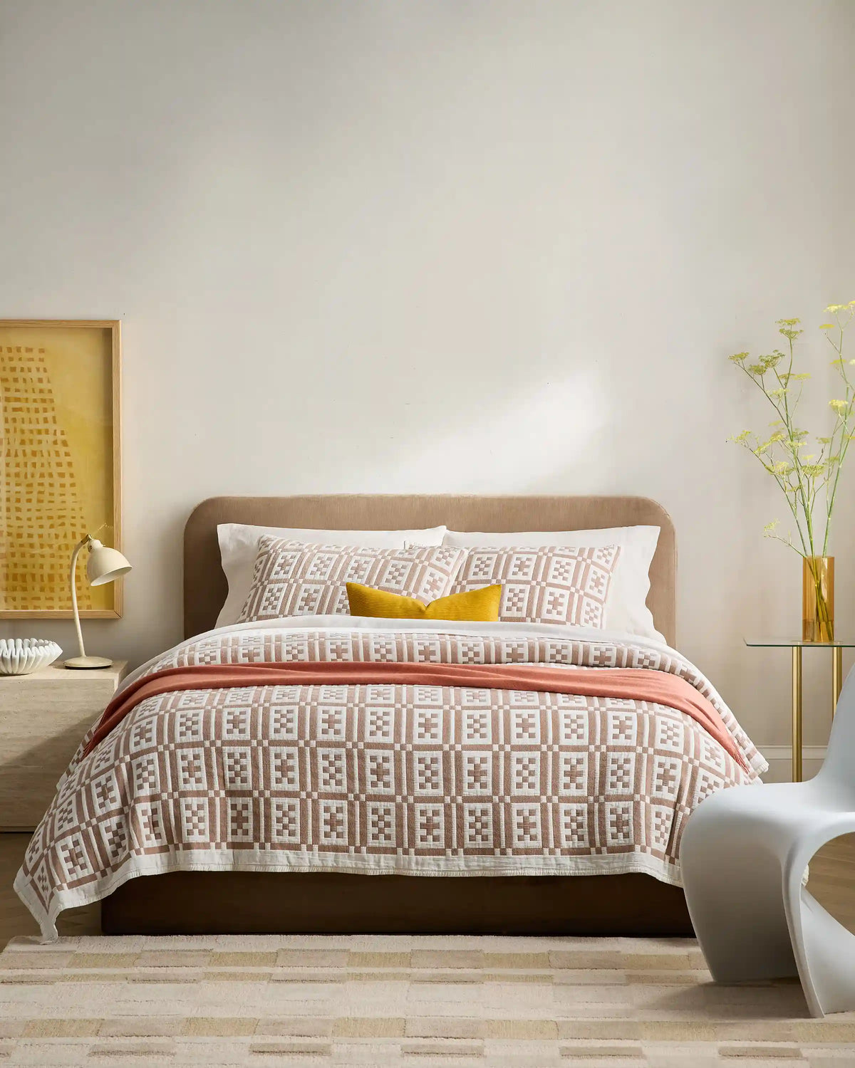 Organic Cotton Jacquard Geo Coverlet