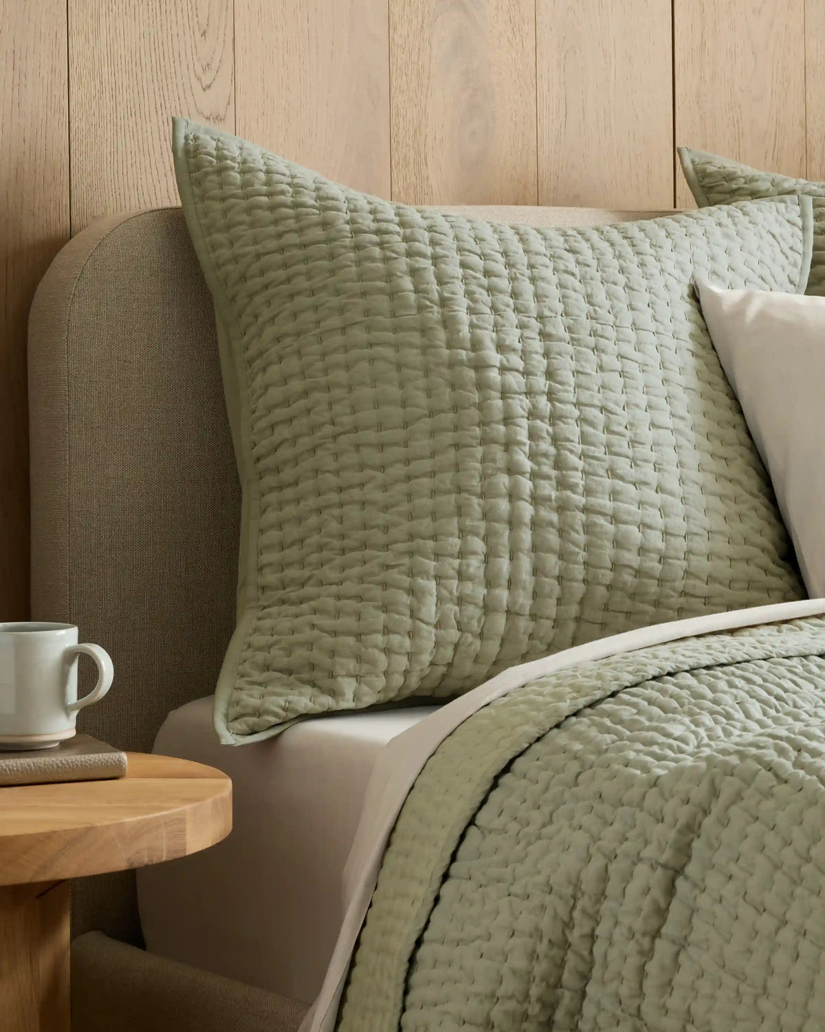 European Linen Cotton Stitch Quilted Euro Sham