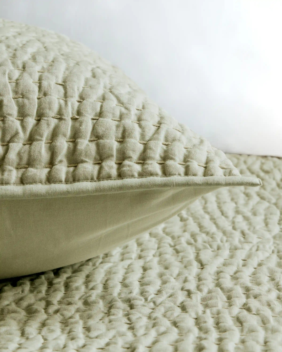European Linen Cotton Stitch Quilted Euro Sham