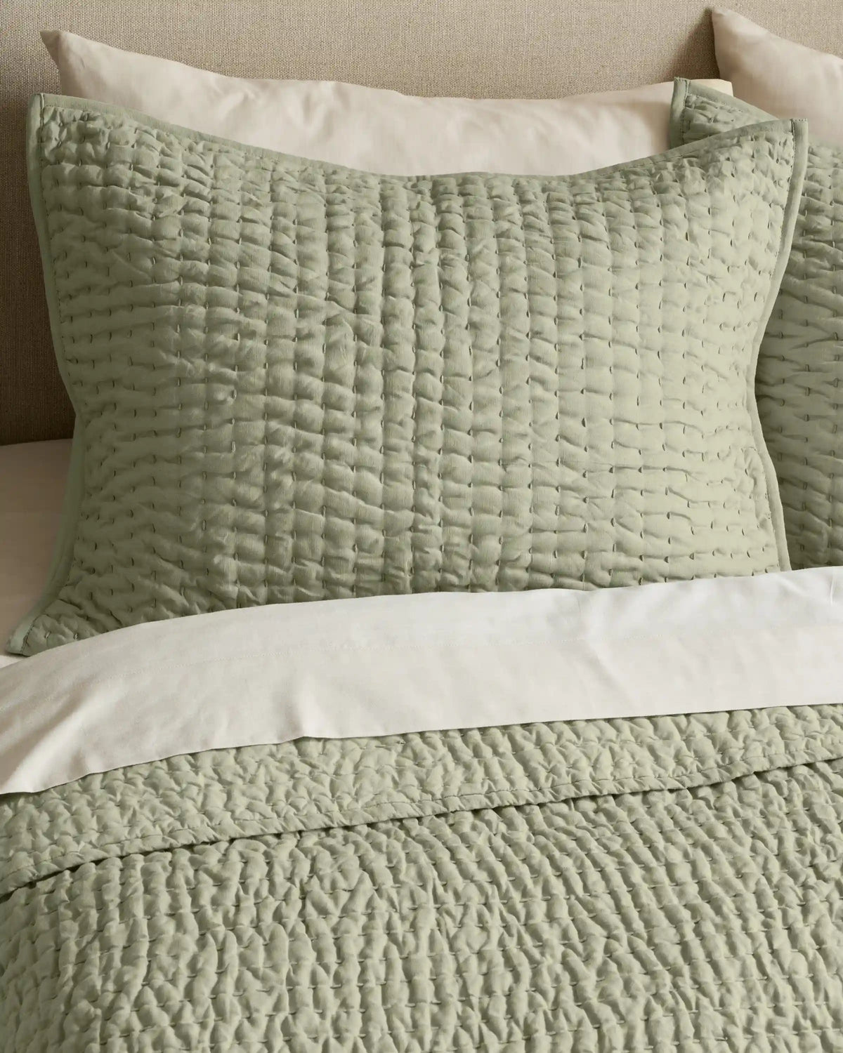 European Linen Cotton Stitch Sham Set
