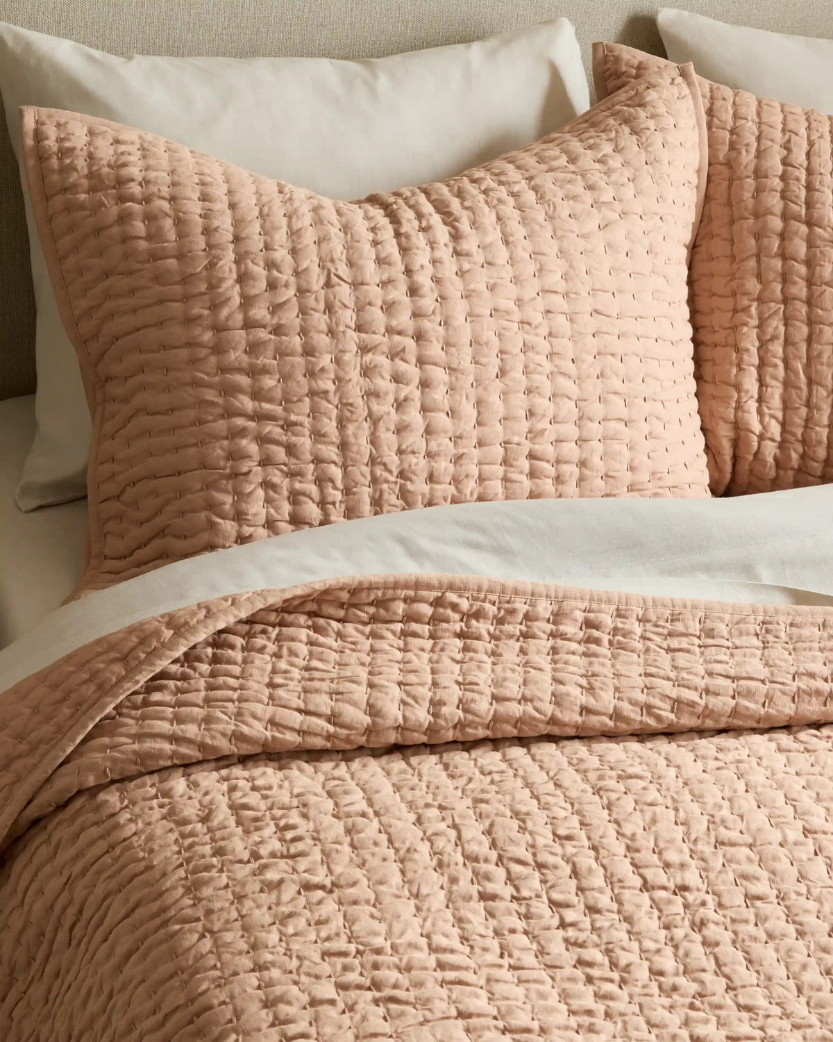 European Linen Cotton Stitch Sham Set