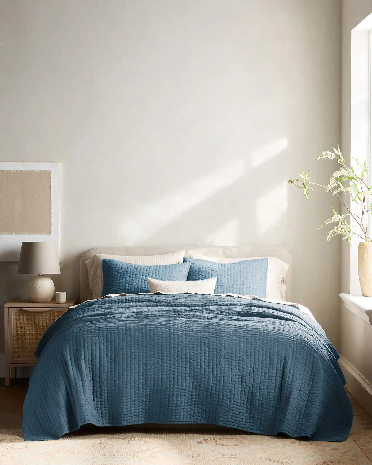 European Linen Cotton Stitch Sham Set