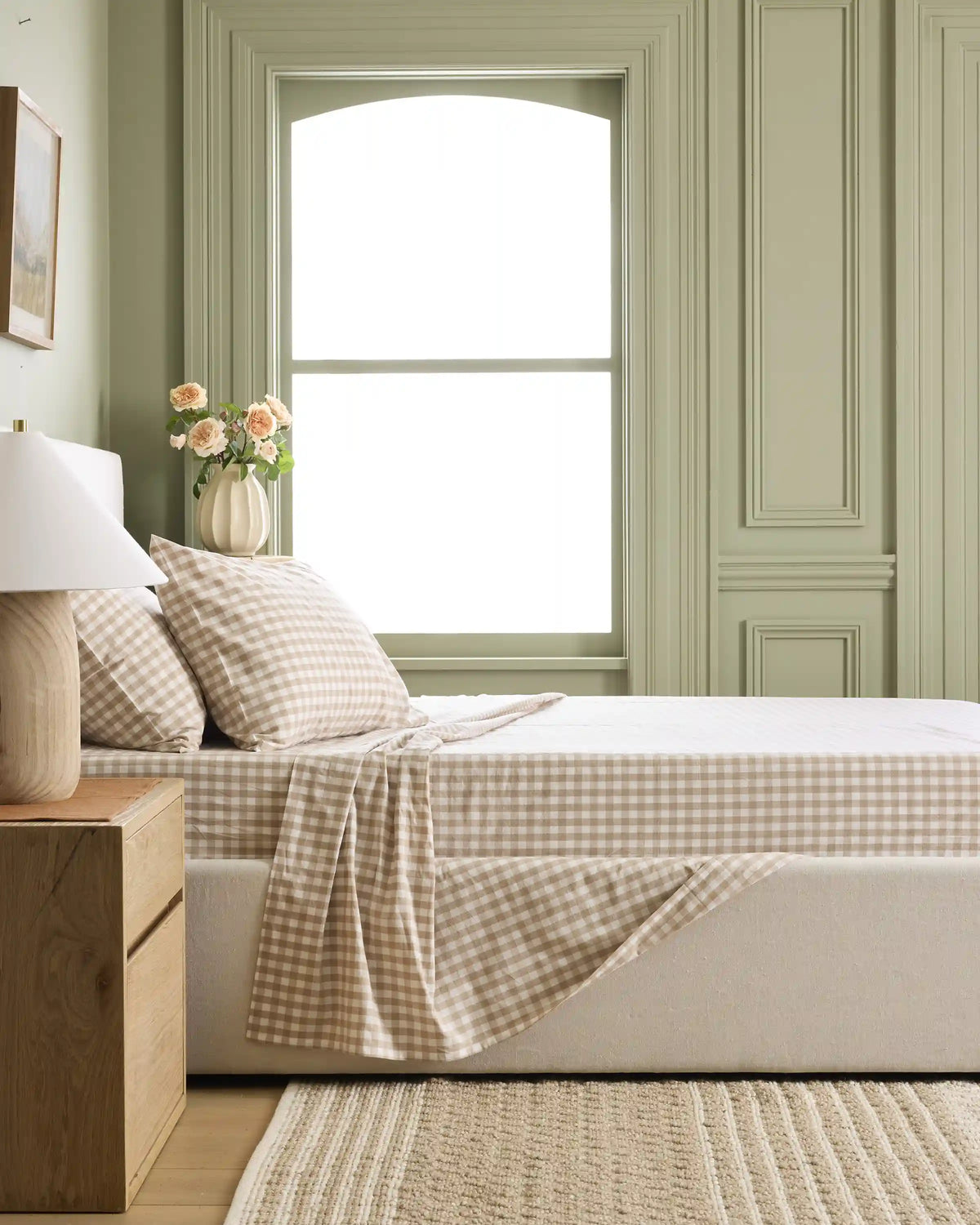 Organic Crisp Percale Gingham Sheet Set