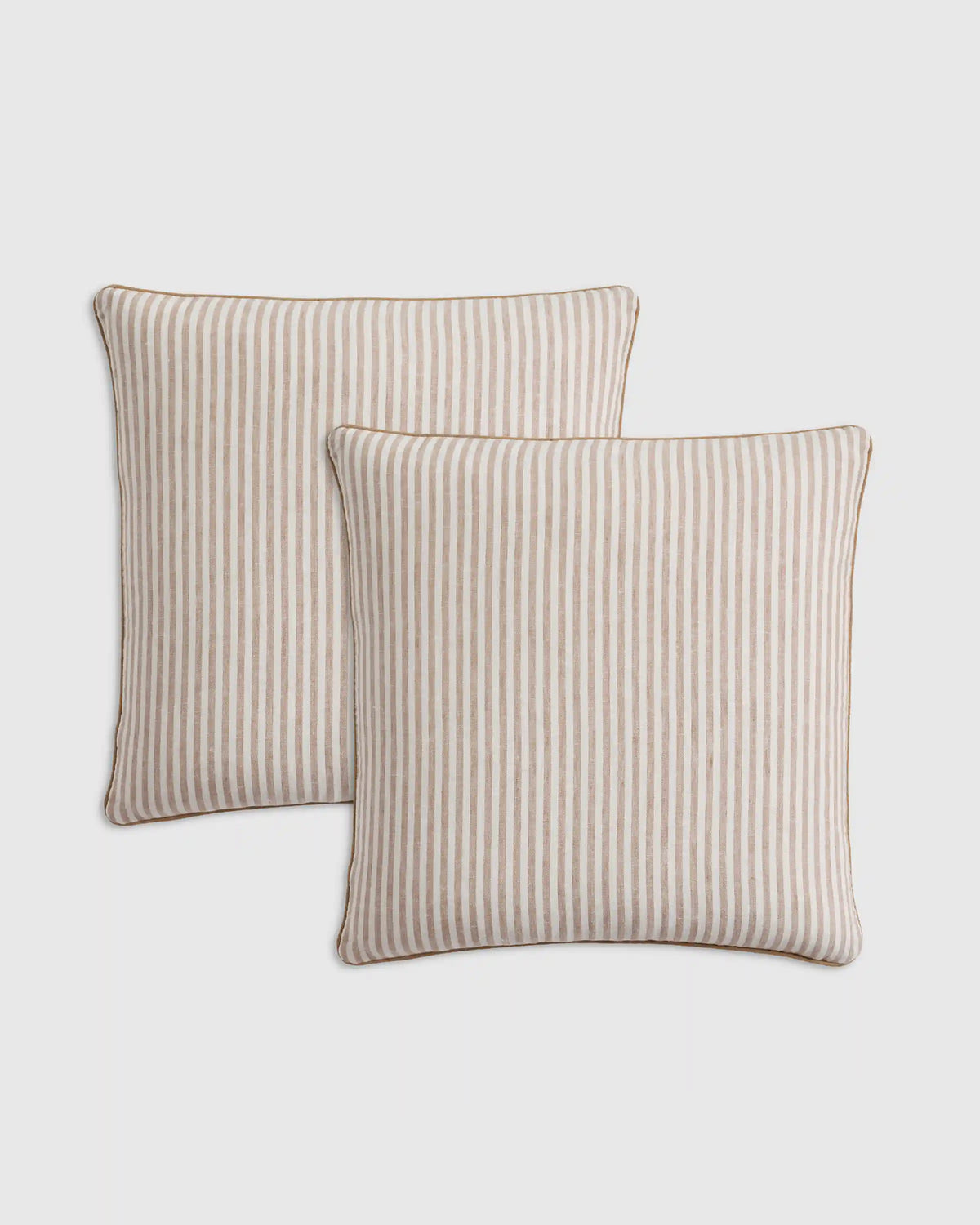 Piped Linen Stripe Pillow Cover (Set of 2)