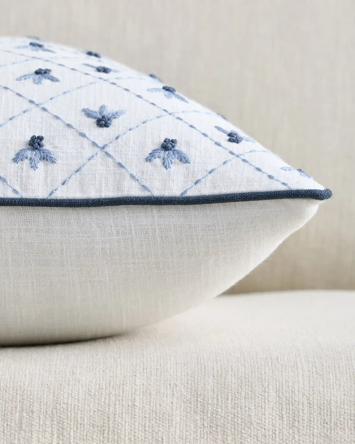Embroidered Floral Cotton Pillow Cover (Set of 2)