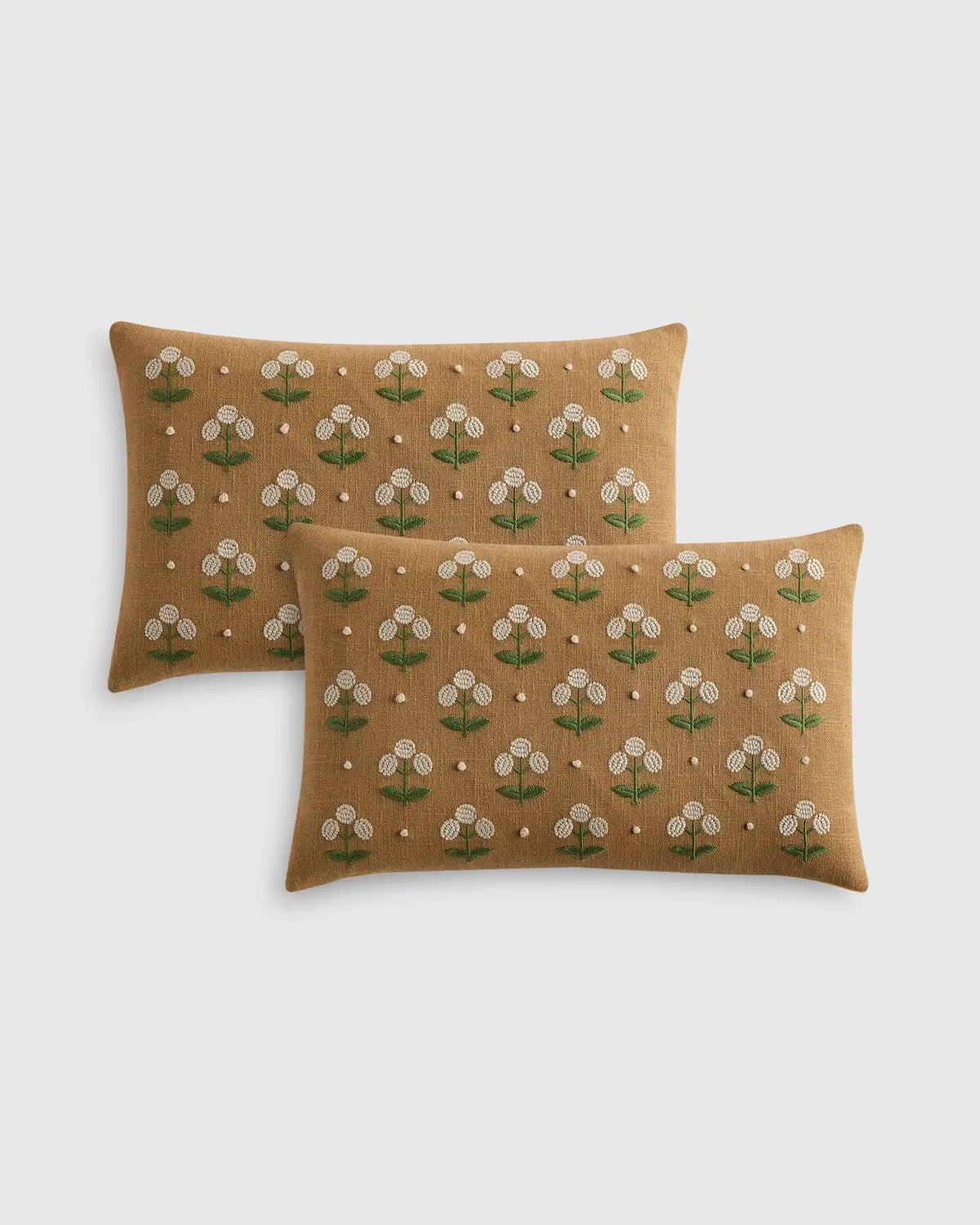 Embroidered Botanical Cotton Pillow Cover (Set of 2)